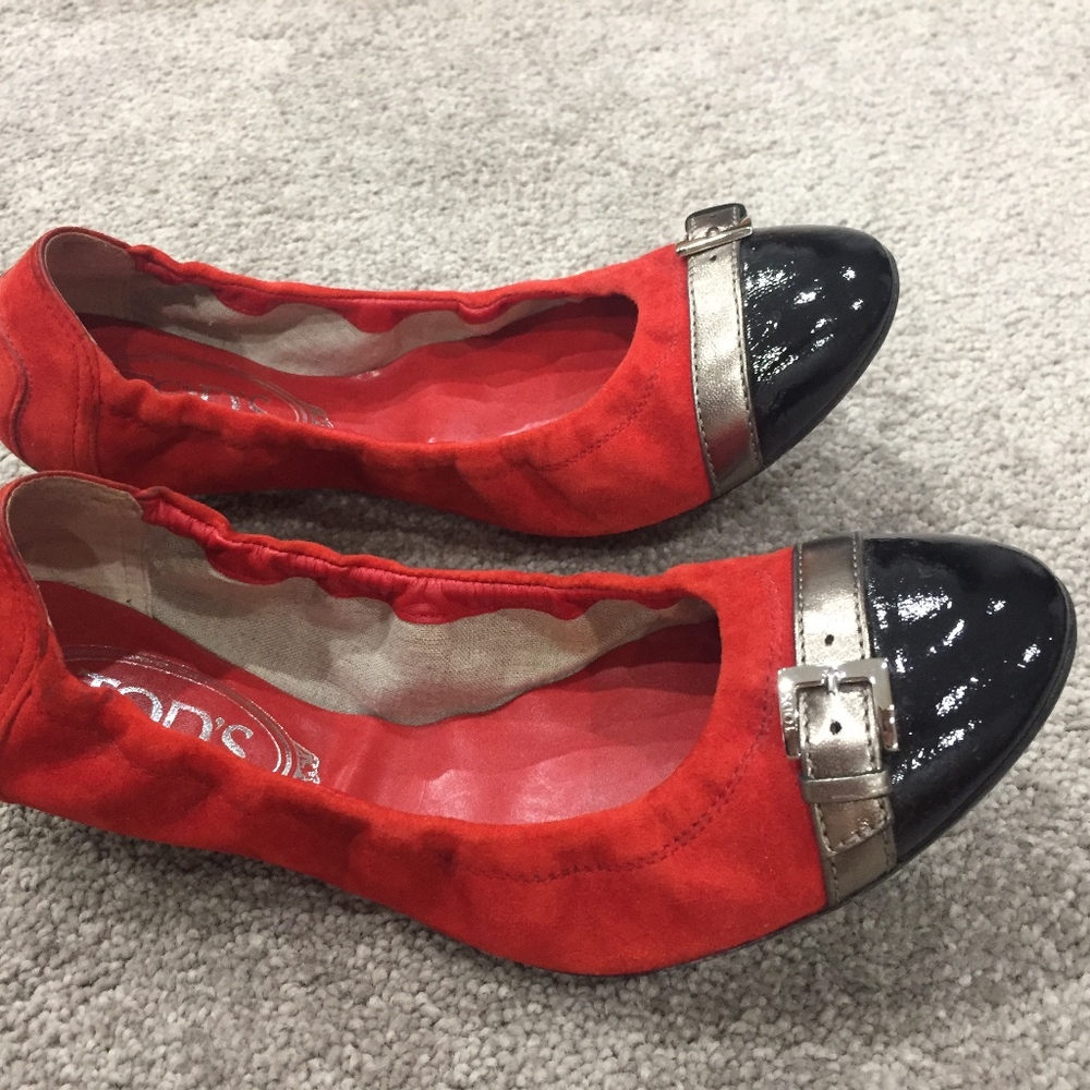 Tod's Red Dee Ballerinas